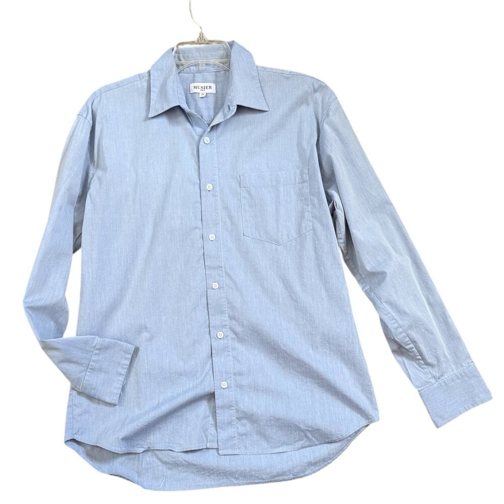 Musier Paris Light Blue Blouse size 38 womens EUC